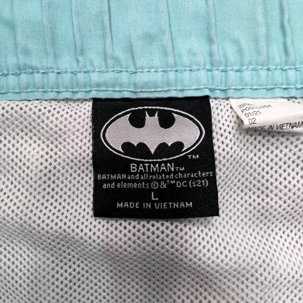 Batman Mens Tropical Surfing Swim Trunks Blue Board Shorts Size L Mesh Lining - Picture 3 of 10